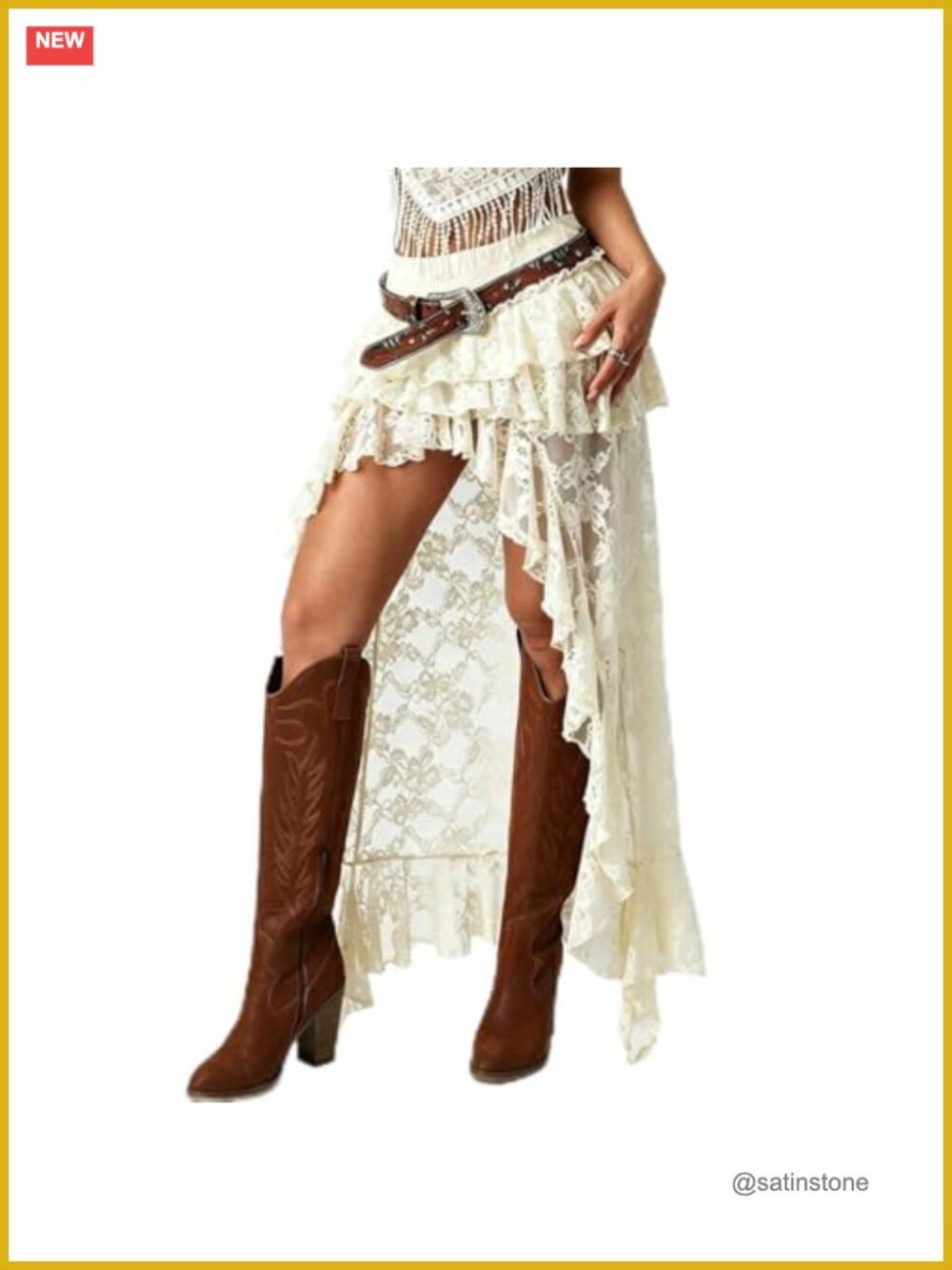 Y2K Women Fairy Lace High-Low Skirt Asymmetrical Ruffle Long Boho